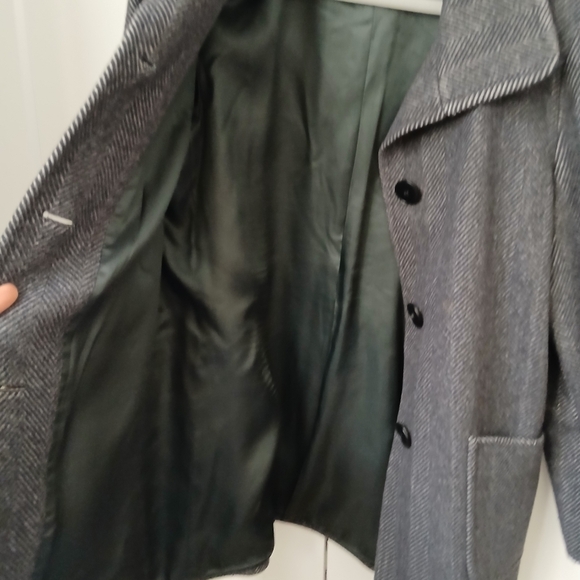 Boutique Italy Black Chevron Wool Angora Blend Coat Jacket - Picture 11 of 14